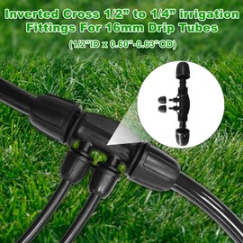 20 Pcs 1/2 Inch to1/4 Inch Drip Irrigation Tubing Fittings,Irrigation Hose Connectors,Lock Barbed Tee 4 Way for Lawn Plant Garden Watering System,Drip Irrigation System (1/2'' ID x 0.60''-0.63'' OD)
