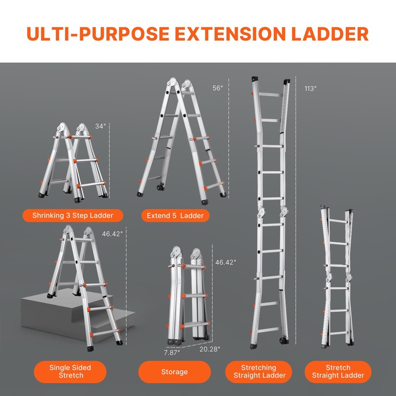 VEVOR 9.5 FT Telescoping Ladder - Compact & Portable Aluminum