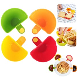 4pcs Dip Clip Bowls for Plate,Plastic Condiment Bowls,Plate Clip-On Hol/der,Spices Dip Container Bowl,Chip And Dip Bowl,Sauce Pot for Side Of Plate,Kitchen Seasoning Tableware Tools,Sauce Clips