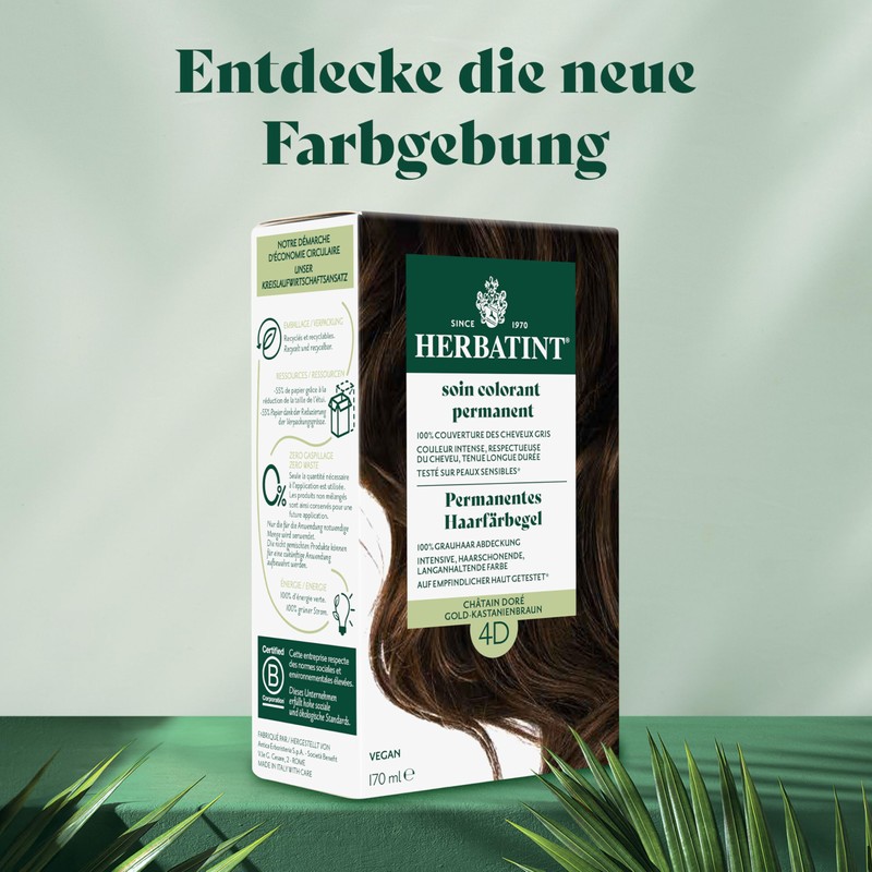 Herbatint Permanent Hair Dye Gel 4D Gold - Chestnut Brown