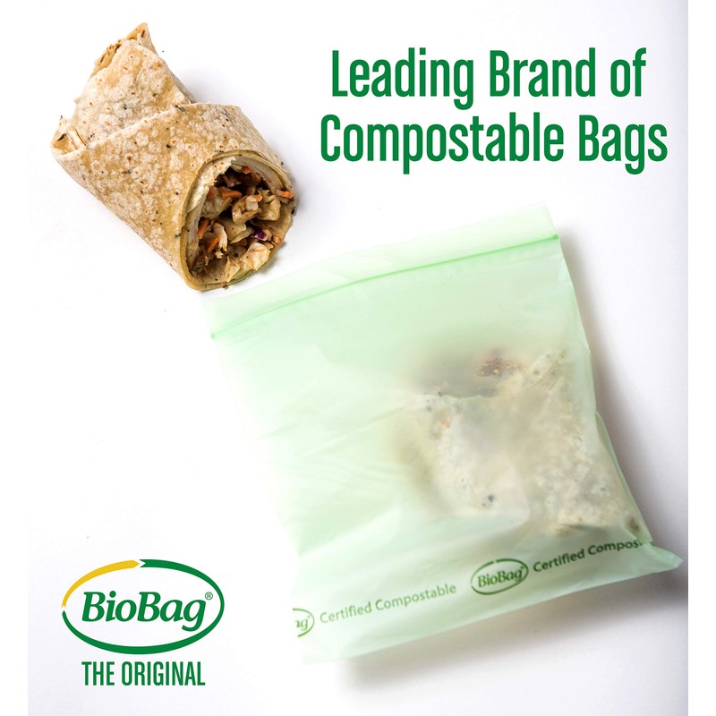 BioBag 100% Certified Compostable Resealable Sandwich Bags, 25 Count, Perfect