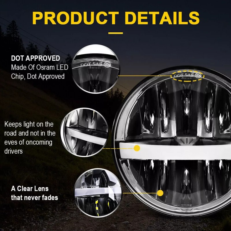 Mayello Upgrade for Ford Galaxie 500 1962-1974 4pcs 5.75" Round