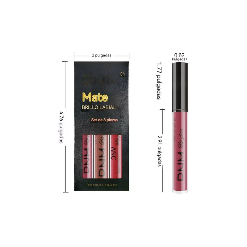 Kit Lápiz Labial Líquido Mate De Larga Impermeabl Y Duración