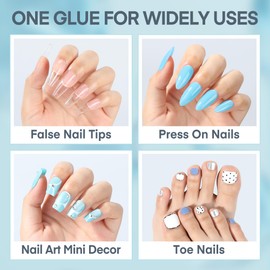 Luckyfairy Super Strong Nail Glue 10ML for Press On Nails - No UV Light Needed, Brush On Bond for Acrylic Tips, Long Lasting Professional 0.33oz