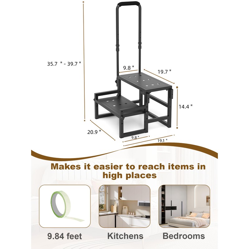 Heavy Duty 2 Step Stool for Adults, Step Stool with