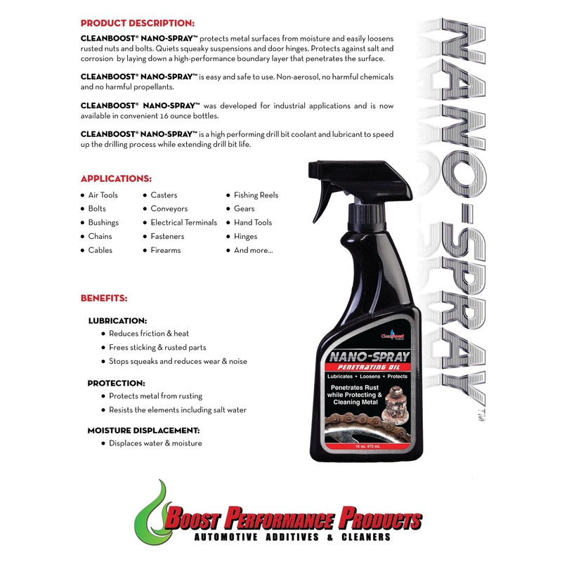 Boost Performance Products CleanBoost Nano-Spray 16oz - Spray Penetrating Oil
