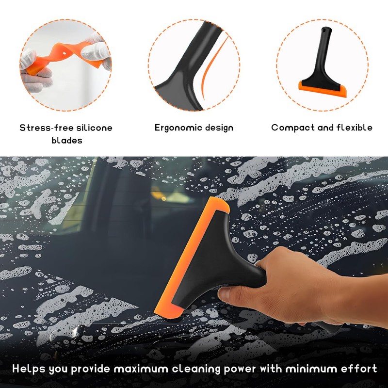 MUQIDA Small Silicone Window Squeegee, Car Windshield Water Wiper Scraper