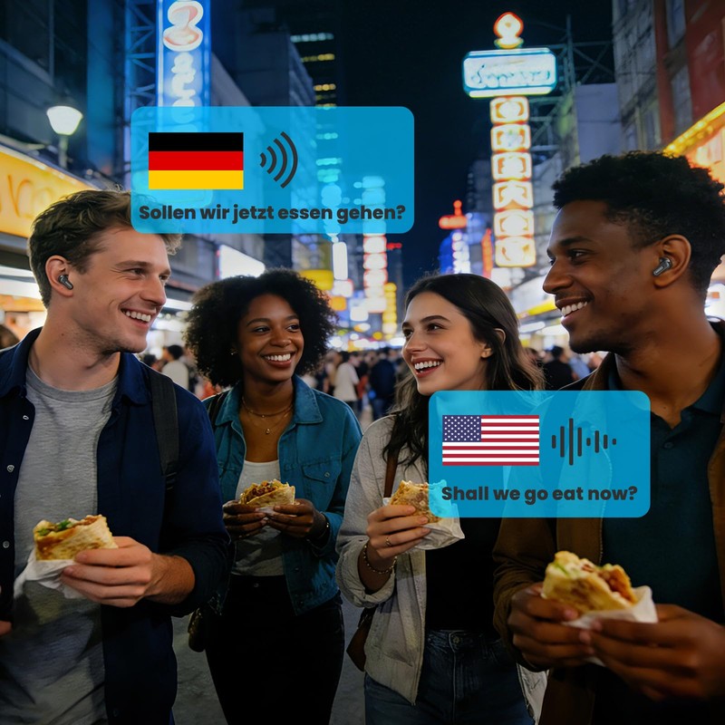 MS109 AI Translator Earbuds, 4-in-1 Translation Earbuds in Real Time