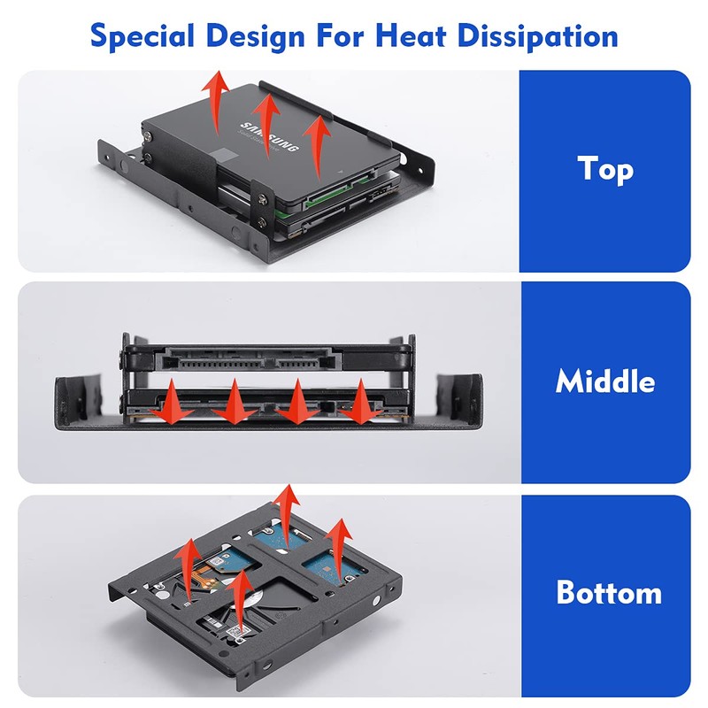 Cysslogy 2.5 to 3.5 Mounting Frame Dual SSD Hard Drive
