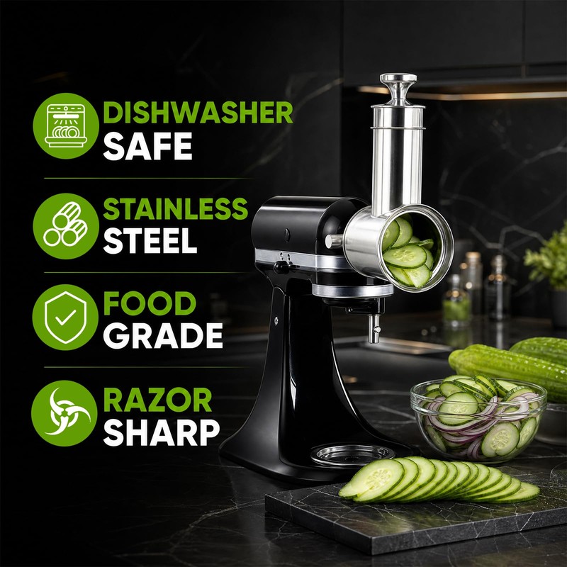 Stainless Steel Slicer Shredder Attachment for KitchenAid Stand Mixer