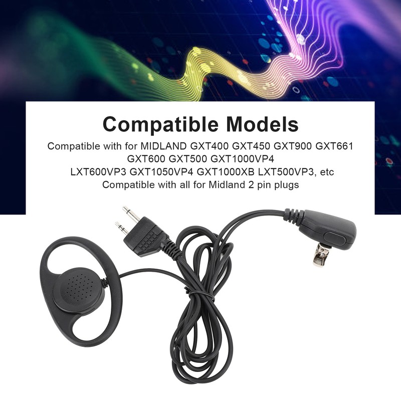 2 Way Radio Earpiece 2 Pin Plug D Shape Security