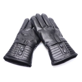 겨울 방한 기모 인조 가죽 오토바이 장갑 블랙 Winter Thermal Fleece Faux Leather Motorcycle Gloves Black