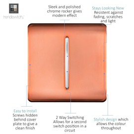 Trendi Artistic Modern 1 Gang 2 Way 10 Amp Rocker Light Switch Copper