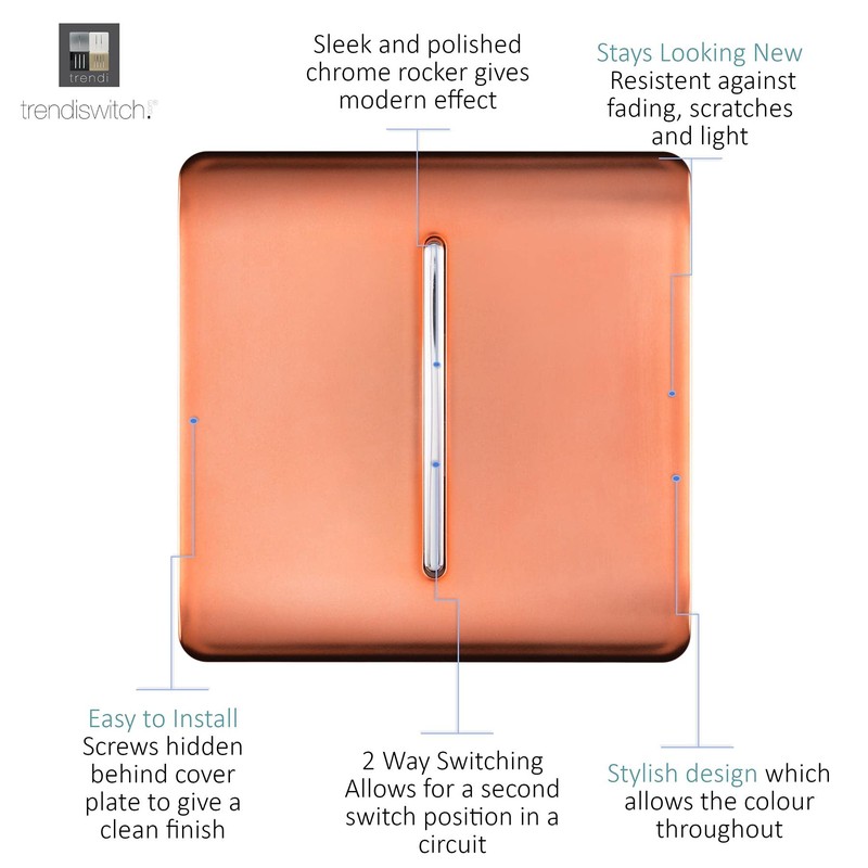 Trendi Artistic Modern 1 Gang 2 Way 10 Amp Rocker