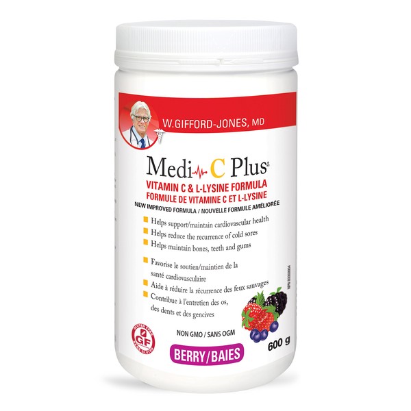 Dr. Gifford-jones Preferred Nutrition Medi-C Plus Vitamin C & L-lysine Formula Berry Flavour 600g