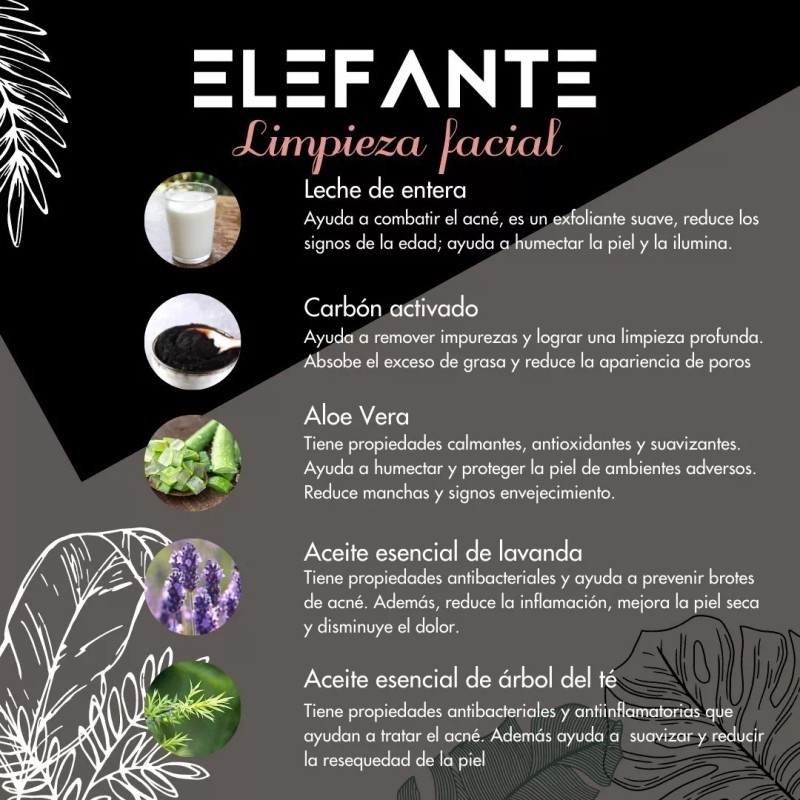 Vidamía Jabón Artesanal Ch Facial Leche Carbón Activado Aloe Vera