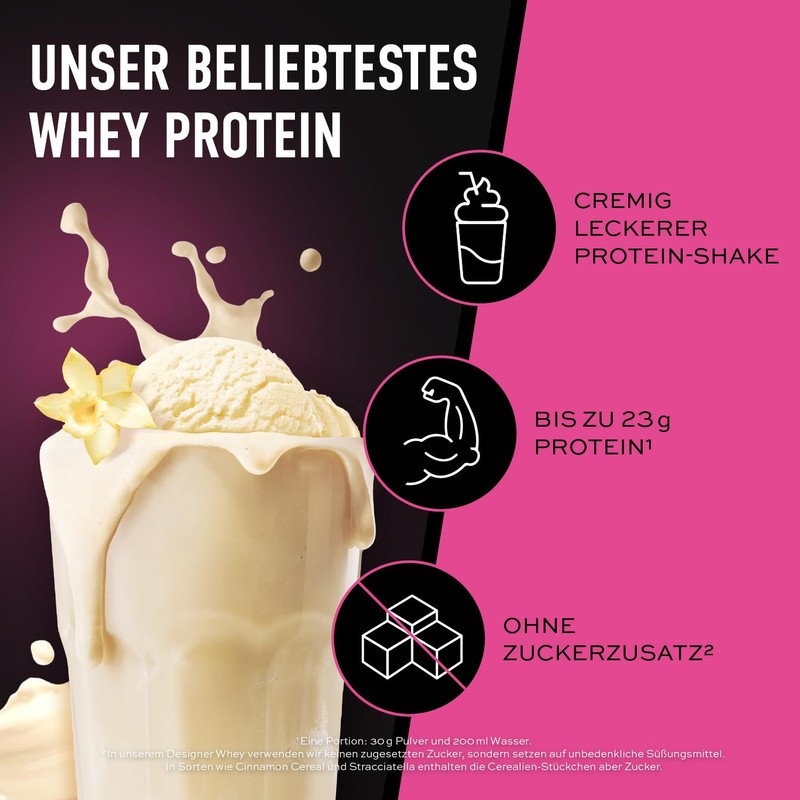 ESN Designer Whey Protein, Vanilla Ice Cream, 1000 g Pouch