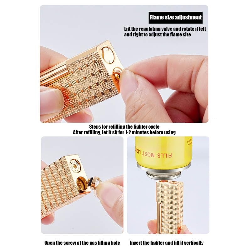 Classic Butane Lighter Metal Side Slide Lgnition Refillable Soft Flame