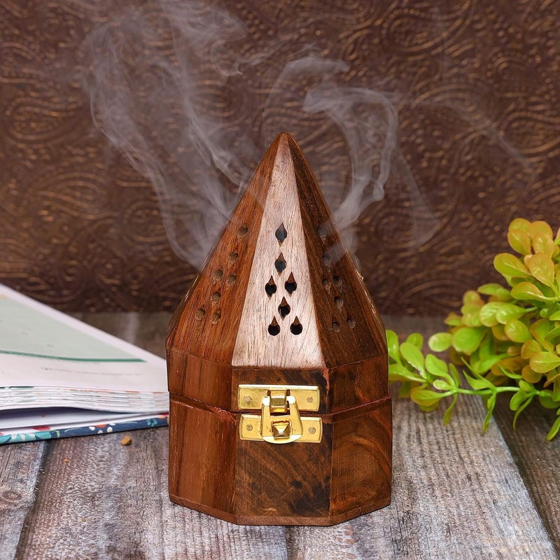 Yajna Traditional-Handmade Incense-Stick-and-Cones-Holder Incense-Burner-ash-Catcher-Stand (Octa Temple)