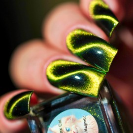 Parrot Polish African Lynx Cat Magnetic Nail Polish, Ultrachrome Gold/Green/Orange Lacquer