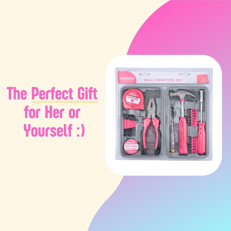 24pc Pink Tool Kit for Women – Mini DIY Household