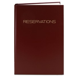BookFactory Restaurant Reservations Book, 365 Day Table/Dinner Reservations 408 Pages 8 7/8'' x 13 1/2'' Burgundy Imitation Leather, Section Sewn Hardbound (Made in USA)