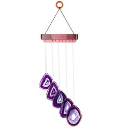 mookaitedecor Purple Agate Discs Wind Chimes for Indoor and Outdoor Use, Crystal Discs Wind Chimes Wind Chimes for Garden Patio Home Decoration 35-50 cm