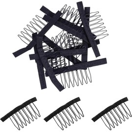16pcs Wig Combs 7-teeth Wig Clips Lady Tools Black Metal Wig Caps for Women Black U Shape Wig Comb Clip Tooth Comb,Net Comb Clip Steel Tooth Clip Wig Clip for Wig Making Cap DIY Wig Caps Accessories