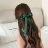 5.5" Sparkly Dark Green Silky Satin Large Hair Bow Alligator