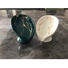 Elegant Marble Grain Ceramic Soap Dish, Leaf Design, Self-Draining, 5