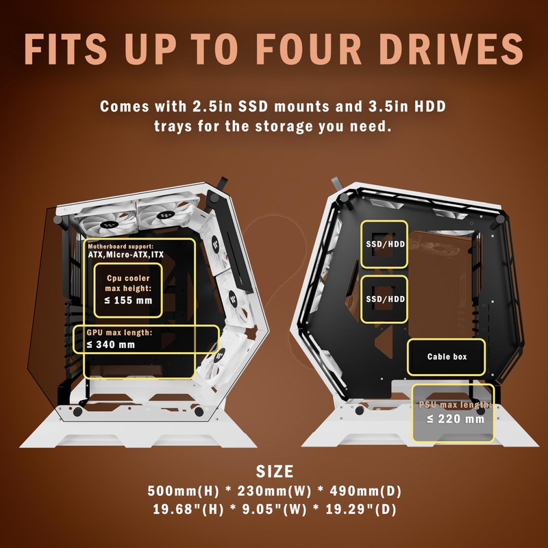 KEDIERS PC Case C570 ATX Mid Tower Tempered Glass Gaming