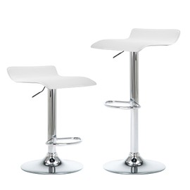 NOBPEINT Contemporary Chrome Air Lift Adjustable Swivel Barstool, Set of 4(White)