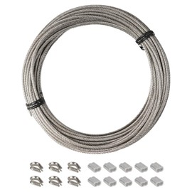 YEYIT YEYIT 17Pcs Cable Rope Kit 10M Heavy-duty 304 Stainless Steel PVC Coated Steel Wire Rope, Aluminum Crimp Sleeve and Thimble, Outdoor String Lamp Light Suspension, Gardening cord, Railing Decoration