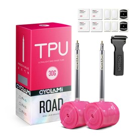 CYCLAMI TPU Ultra Lightweight 700C Road Bike Inner Tube, 1.1 oz (30 g), Compatible with 27.6 x 18, 23, 25, 28, 30, 32C, Includes Metal Presta Valve 2.6 inches (65 mm) for 28 inch Bicycle Tires