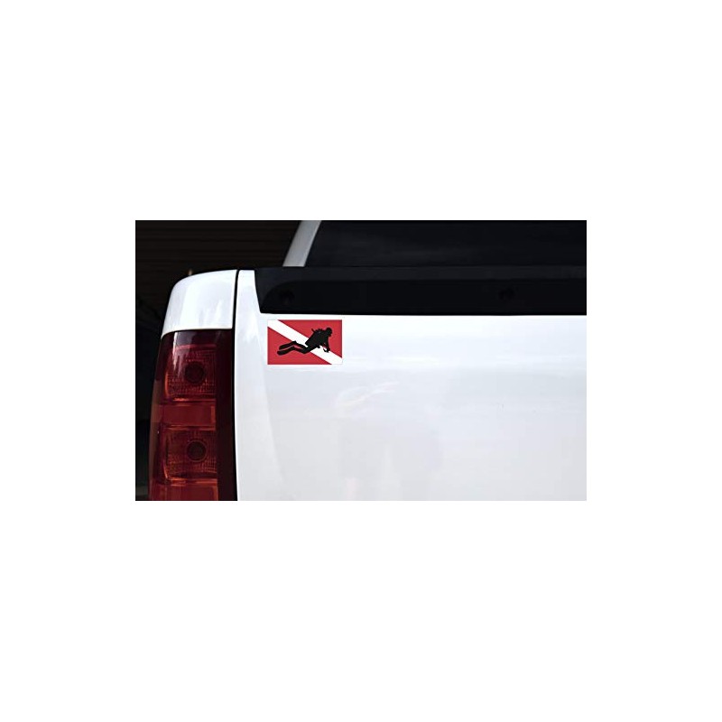 StickerTalk Scuba Diver Down Flag Vinyl Sticker, 5 inches by