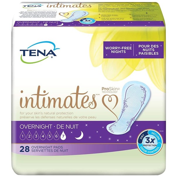 TENA Intimates Overnight Dry-Fast Core Adult Female Bladder Control Pads, 16 Inch, 28 Count, 3 Packs, 84 Total