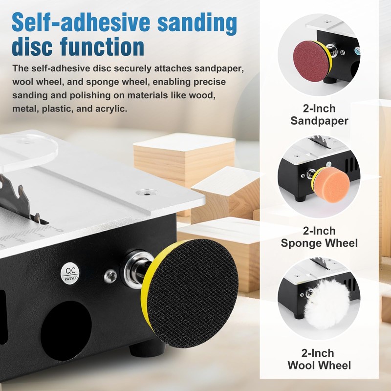 MXBAOHENG Updated Mini Multifunctional Table Saw with Cutting & Sanding