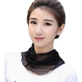 Muzly 100% Silk Neck Warmer, Neck Cover, Women's Neck UV Protection, Sun Protection, For Summer, Smooth, Black