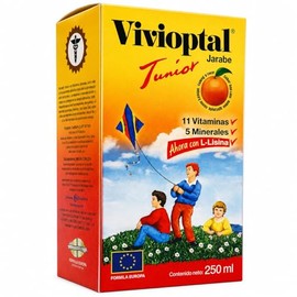 Vivioptal Junior Jarabe 250 Suplemento Alimenticio Multivitamínico Vitaminas Minerales Lisina Jalea Real Niños Adolescentes Sabor Naranja