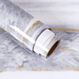 VaryStyle Luxury White Marble Contact Paper for Countertops Waterproof White Gold Marble Wallpaper Peel and Stick Removable Granite Counter Top Vinyl Contact Paper for Kitchen Cabinet Table 15.7"x118"