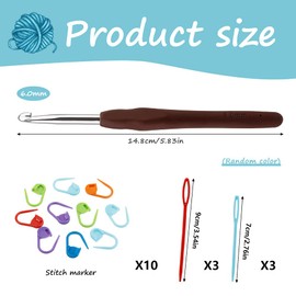 Crochet Hook, Soft Handle Aluminum Crochet Hook Ergonomic Knitting Crochet Needle for Beginners and Handmade DIY Knitting Crochet,6mm