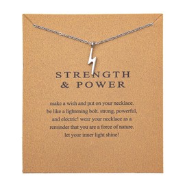 Birthday Christmas Gifts for Women Friends Lightning Bolt Necklace silver Motivational Necklace for Team Teammate Lucky Charm Necklace Good Luck Gifts for Teen Girls silver Plated Necklace