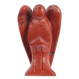 Loveliome Guardian Angel Statue,Hand Carved Stone Healing Crystal Figurines for Home Décor or Collectibles, 2 Inches, Red Jasper