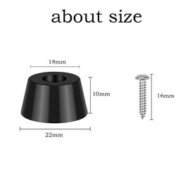 DCQQ Pack of 30 Rubber Buffers, Screw-Resistant Rubber Feet, Black Rubber Feet with Screws for Most Furniture Appliances, Rubber Foot (22 x 18 x 10 mm)
