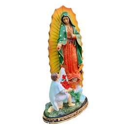 Unknown Our Lady of Guadalupe, San Juan Diego 12" Tall Statue & Figures - Blue-Green, Brown - Decoration