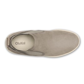 OLUKAI Pehuea Mid Women's Slip On Boot, Casual Everyday Shoes with Easy On & Off Design, Waterproof Leather, Comfort Fit & Wet Grip Rubber Soles, Taupe Grey/Taupe Grey, 8