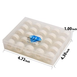 Simthread 25 x Pre Wound Bobbins Size A Grade 15 (SA156) 60WT with Clear Storage Box Plastic 70D/2 for Embroidery Thread Sewing Machine