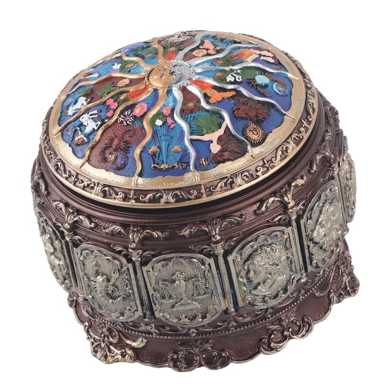 Vintage Music Box with 12 Constellations Rotating Goddess Twinkling LED