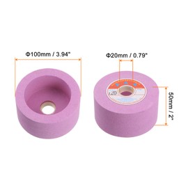 sourcing map Grinding Wheel 4 Inch 120 Grits Aluminum Oxide Cup Abrasive Wheels, Chrome Corundum for Hardened Steel, Grinding Machine, Red