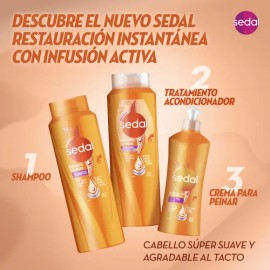 Sedal shampoo restauración instantánea ideal para reparar y dar fuerza al cabello dañado dejándolo supersuave y agradable al tacto 620 mL             